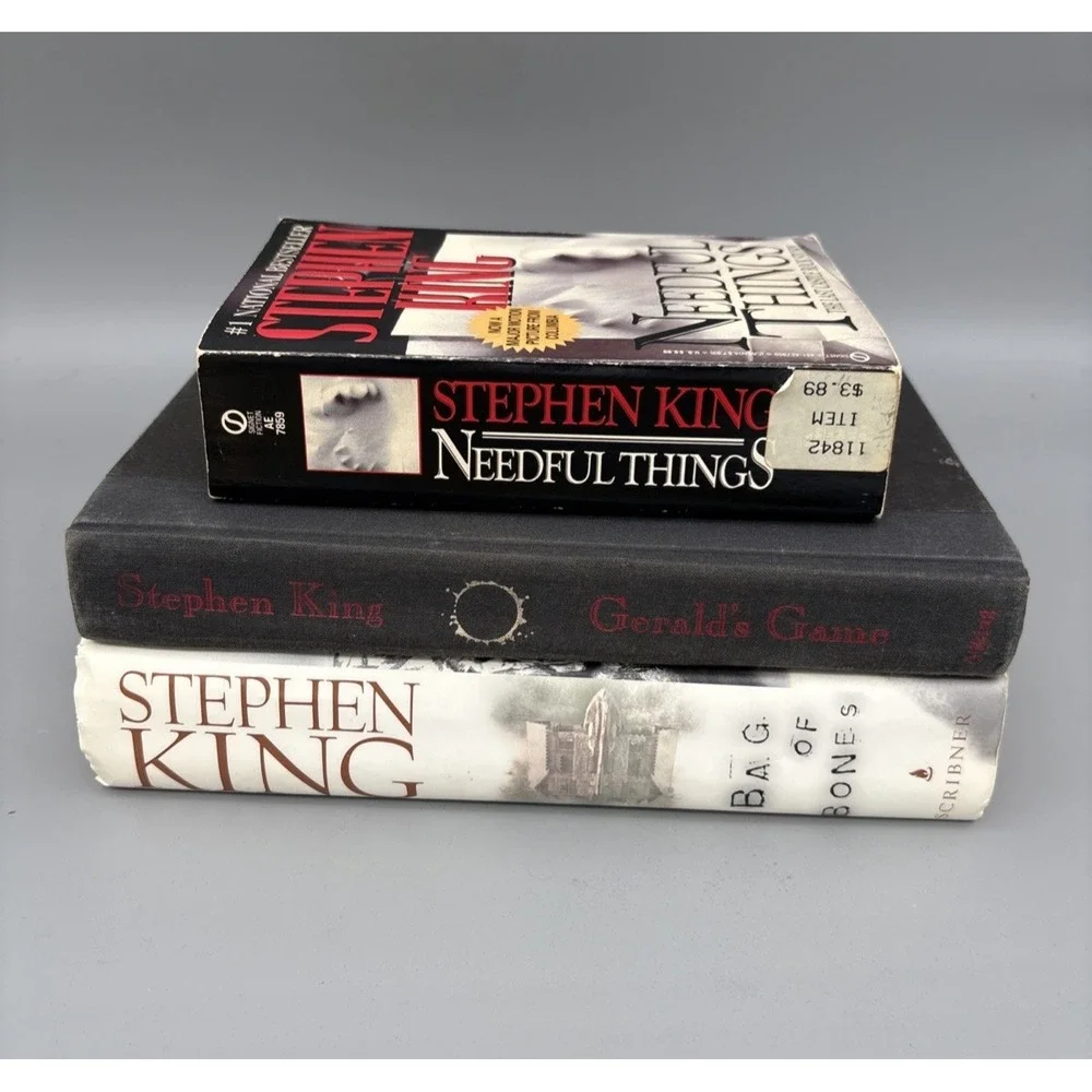 Stephen King Lot Bag of Bone, Gerald's Game, Needful Things PB HC Lot of 3 books